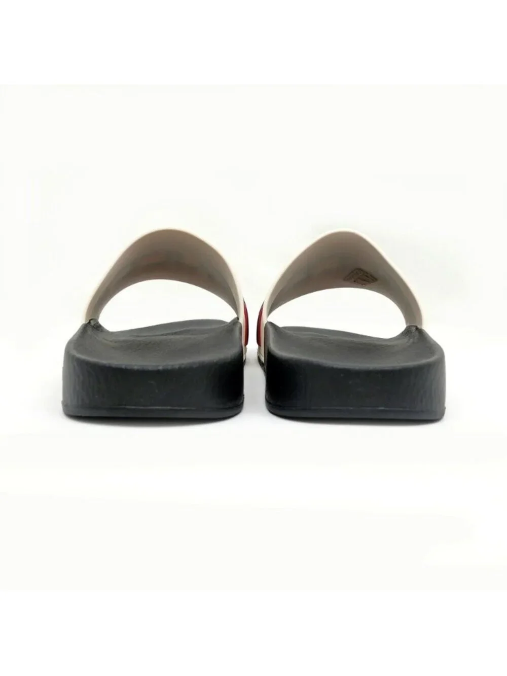 Gucci Rubber Sandals Logo Black White Red Shoes 10